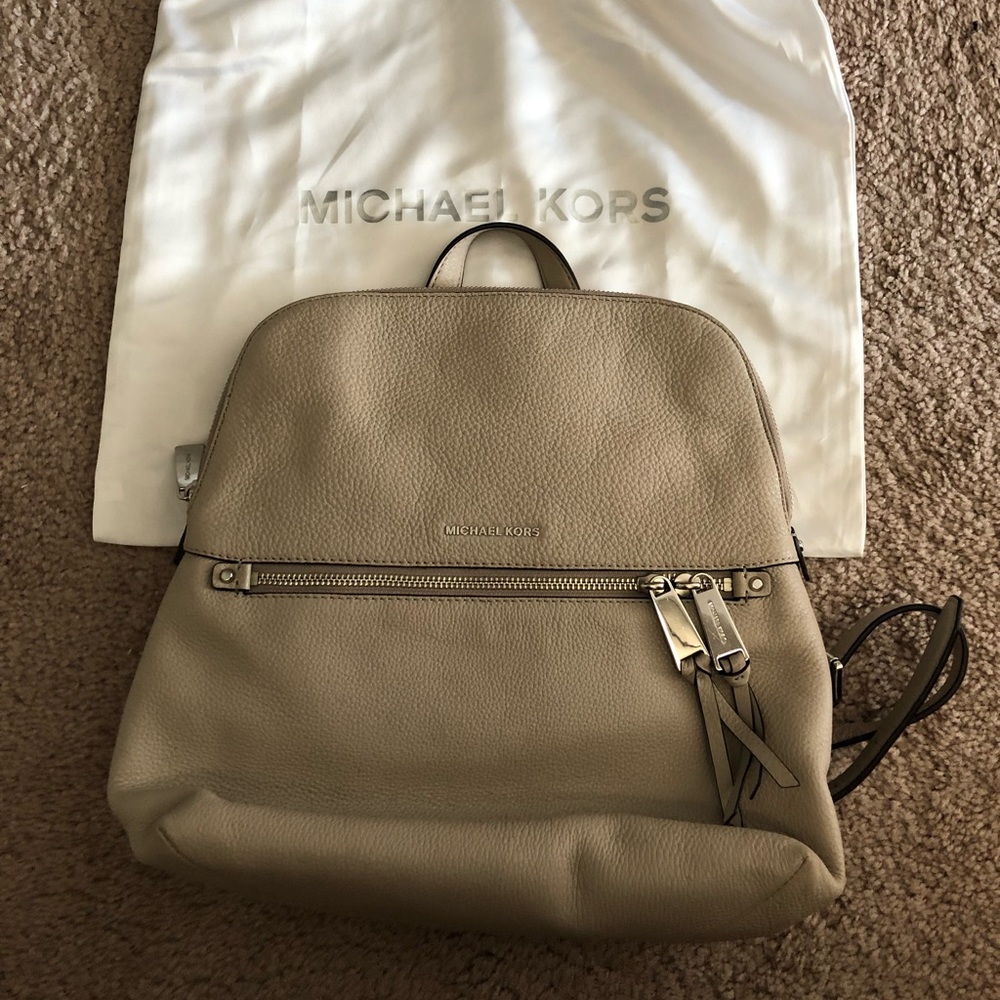 MK Rhea Medium Slim Leather Backpack